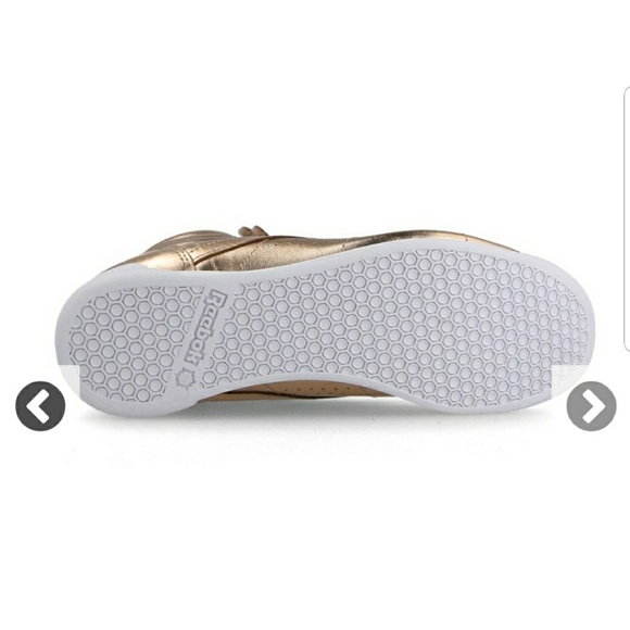 reebok freestyle hi metallic gold